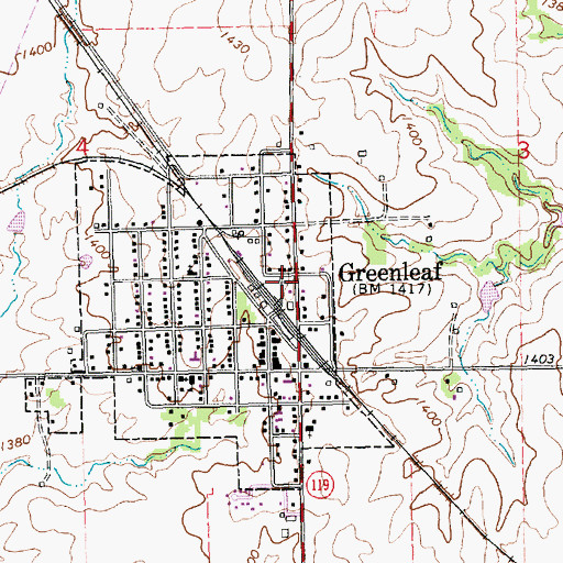 Topographic Map of Greenleaf Ambulance Service, KS
