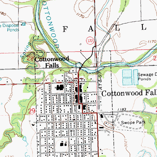 Topographic Map of Chase County Emergency Medical Services, KS