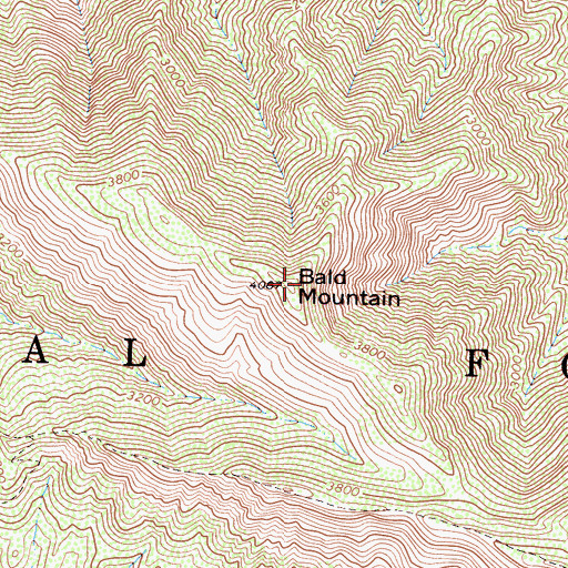 Topographic Map of Bald Mountain, CA