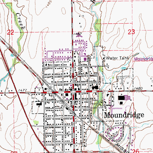 Topographic Map of Moundridge Emergency Medical Services, KS