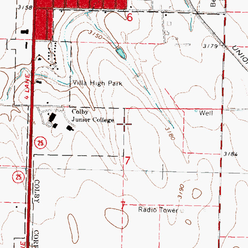 Topographic Map of Thomas County Emergency Medical Services, KS
