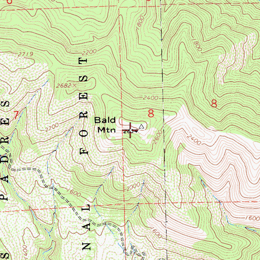Topographic Map of Bald Mountain, CA