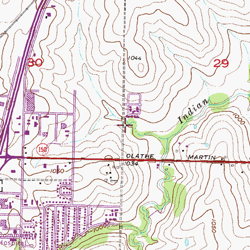 Topographic Map of Johnson County Medical Action Station 54, KS