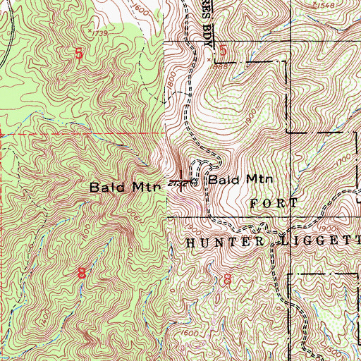 Topographic Map of Bald Mountain, CA