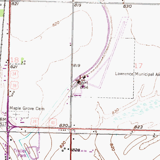 Topographic Map of Topeka Air Ambulance Service Life Star, KS