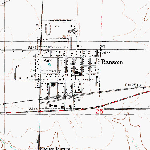 Topographic Map of North Ness County Emergency Medical Services, KS