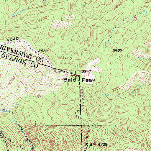 Topographic Map of Bald Peak, CA