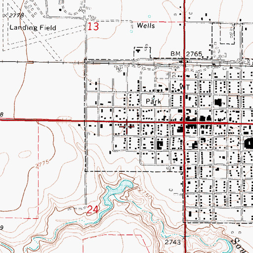 Topographic Map of Lane County Emergency Medical Services, KS