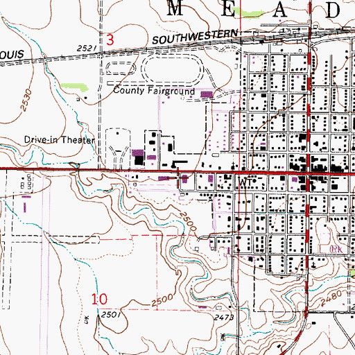 Topographic Map of Meade County Emergency Medical Services, KS