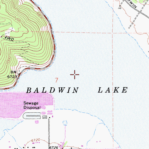 Topographic Map of Baldwin Lake, CA