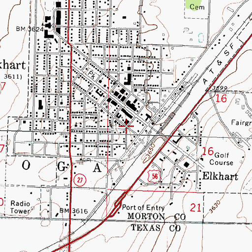 Topographic Map of Morton County Emergency Medical Services, KS