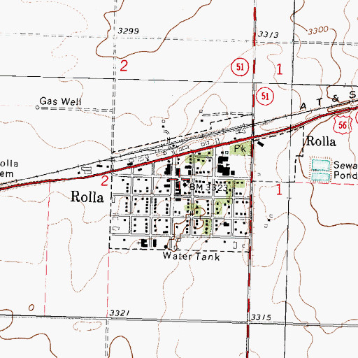 Topographic Map of Rolla Emergency Medical Services, KS