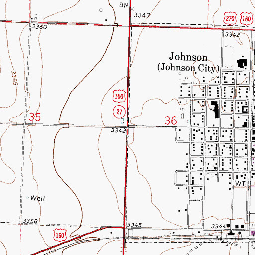 Topographic Map of Stanton County Emergency Medical Services, KS