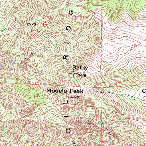 Topographic Map of Baldy, CA