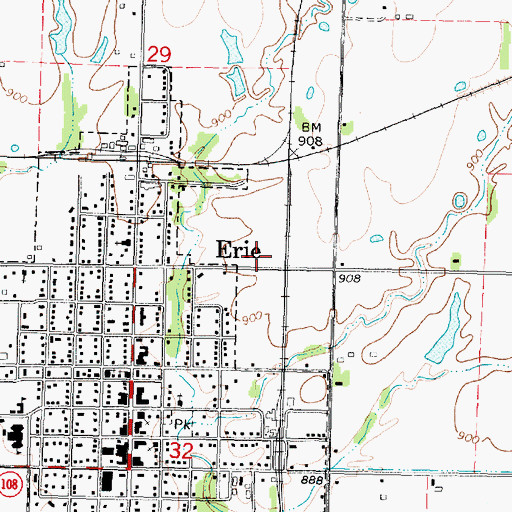 Topographic Map of Erie Emergency Care Unit, KS