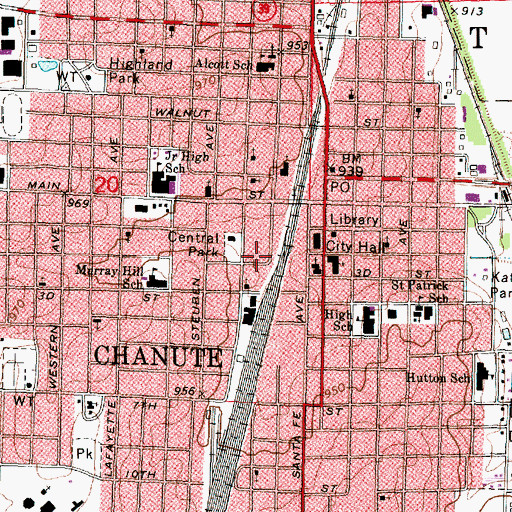 Topographic Map of Transcare of Kansas, KS