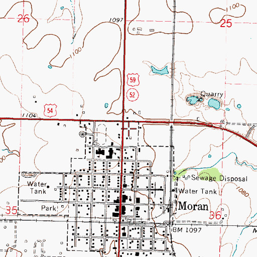 Topographic Map of Allen County Emergency Medical Services, KS