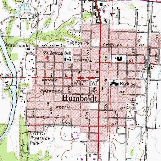 Topographic Map of Allen County Emergency Medical Services, KS