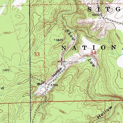 Topographic Map of Bull Hollow, AZ