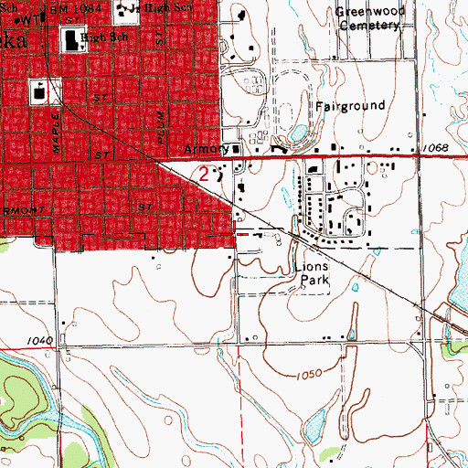 Topographic Map of Greenwood County Emergency Medical Services, KS
