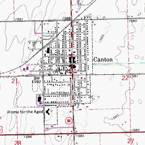 Topographic Map of Canton Ambulance Service, KS