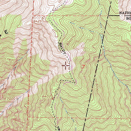 Topographic Map of Baldy Trail, CA