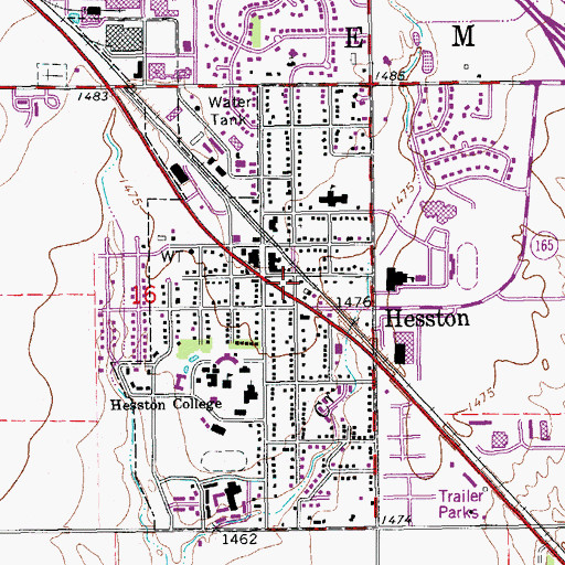 Topographic Map of Hesston Ambulance Department, KS