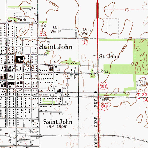 Topographic Map of Stafford County Emergency Medical Services, KS