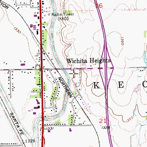 Topographic Map of Sedgwick County Emergency Medical Service Post 8, KS