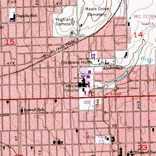 Topographic Map of Lifewatch Air Ambulance, KS