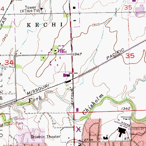 Topographic Map of Sedgwick County Emergency Medical Service Post 12, KS