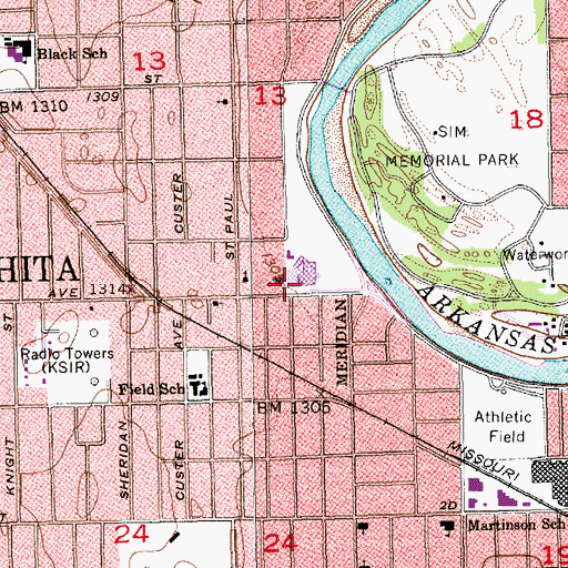 Topographic Map of Sedgwick County Emergency Medical Service Post 1, KS