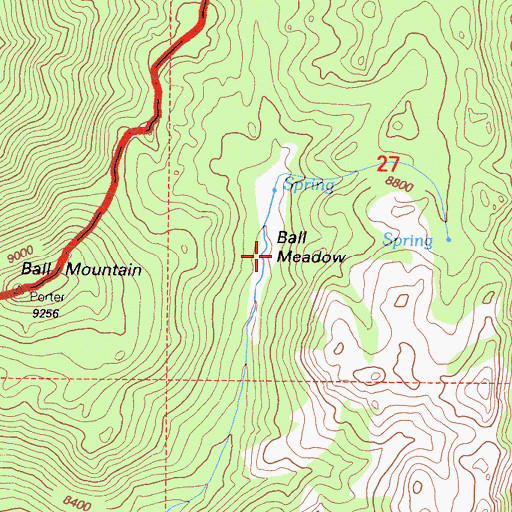 Topographic Map of Ball Meadow, CA