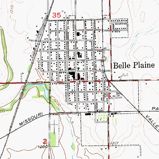 Topographic Map of Belle Plaine Emergency Medical Services, KS