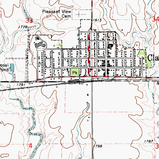 Topographic Map of Claflin Ambulance Service Association, KS
