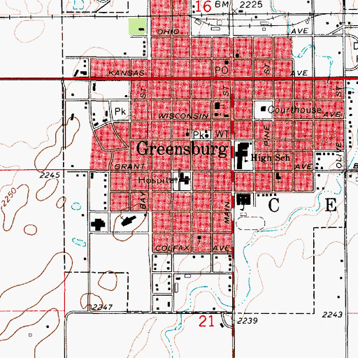 Topographic Map of Kiowa County Emergency Medical Services, KS