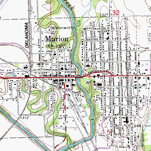 Topographic Map of Marion County Emergency Medical Services, KS