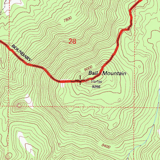 Topographic Map of Ball Mountain, CA