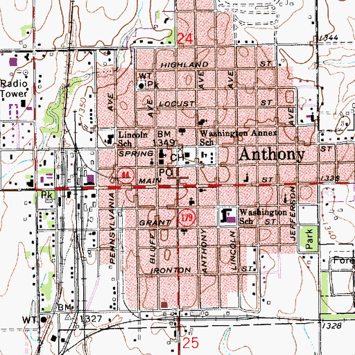 Topographic Map of Harper County Emergency Medical Services, KS