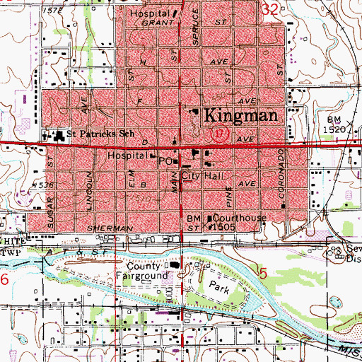 Topographic Map of Kingman Emergency Medical Services, KS