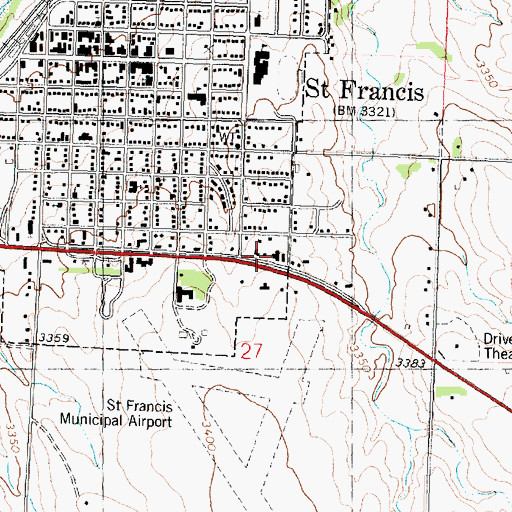 Topographic Map of Cheyenne County Emergency Medical Services Saint Francis Station, KS