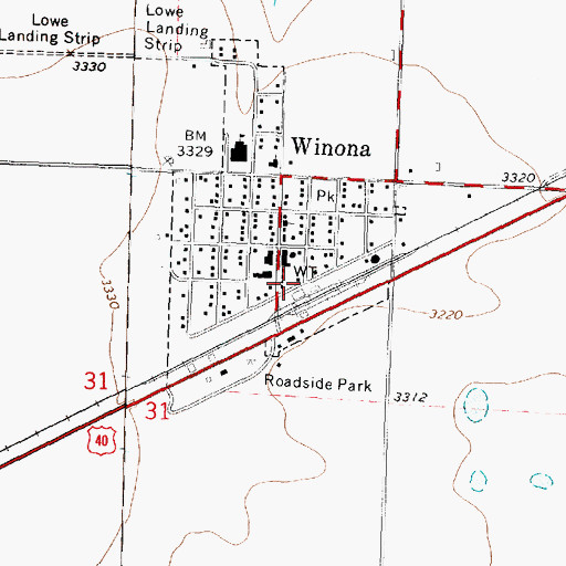 Topographic Map of Winona Emergency Medical Services, KS