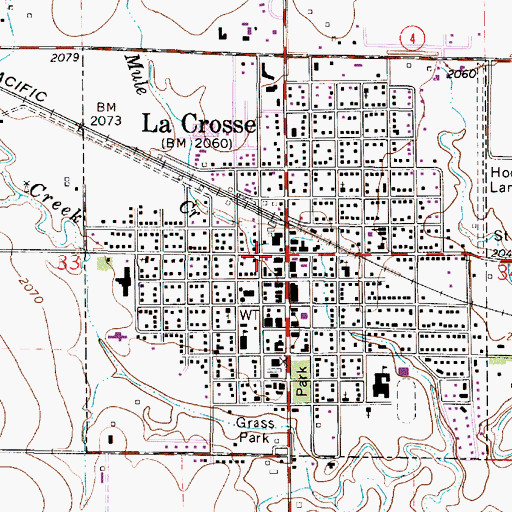 Topographic Map of Central Rush County Emergency Medical Services, KS