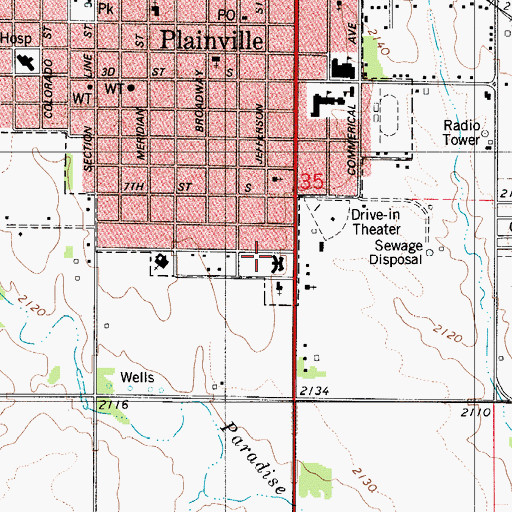Topographic Map of Plainville Ambulance Service, KS