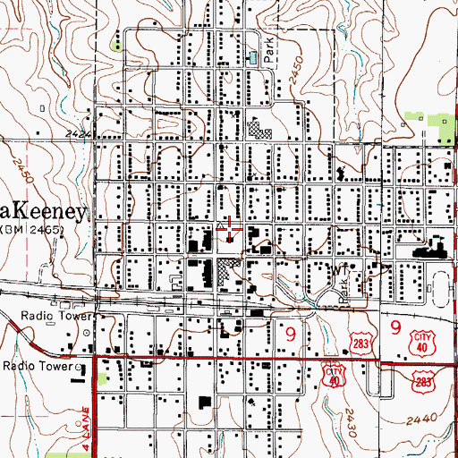 Topographic Map of Trego County Emergency Medical Services, KS