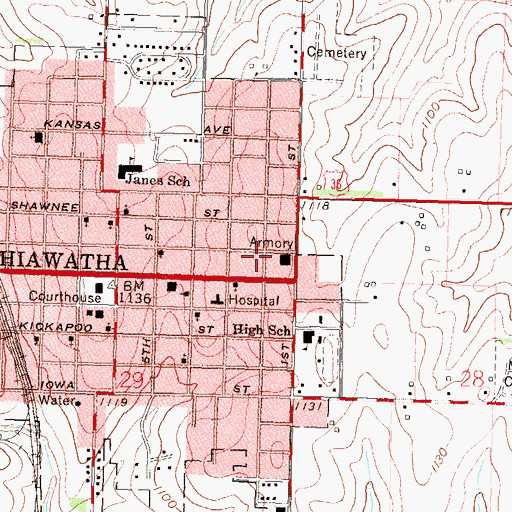 Topographic Map of Town and Country Ambulance Service, KS