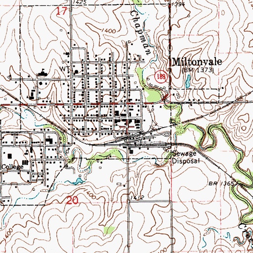 Topographic Map of Miltonvale Ambulance Service, KS