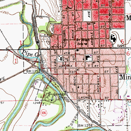 Topographic Map of Minneapolis Ambulance Service, KS