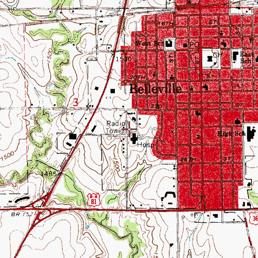 Topographic Map of Republic County Emergency Medical Services, KS