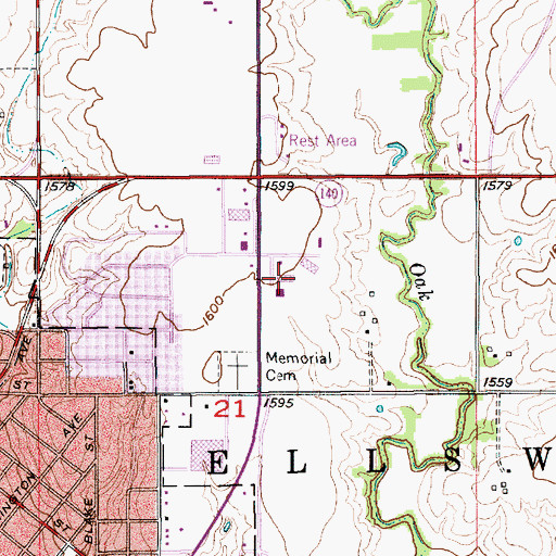Topographic Map of Ellsworth County Emergency Medical Services, KS
